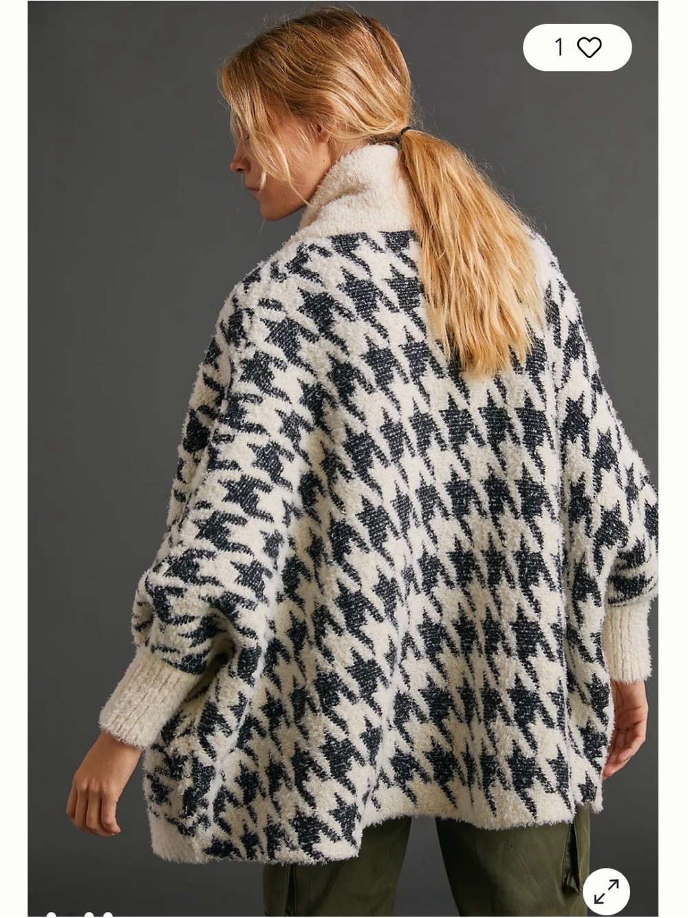 Anthropologie Cream and Black Floral Knit Open-Front Cardigan one size - Picture 2 of 9